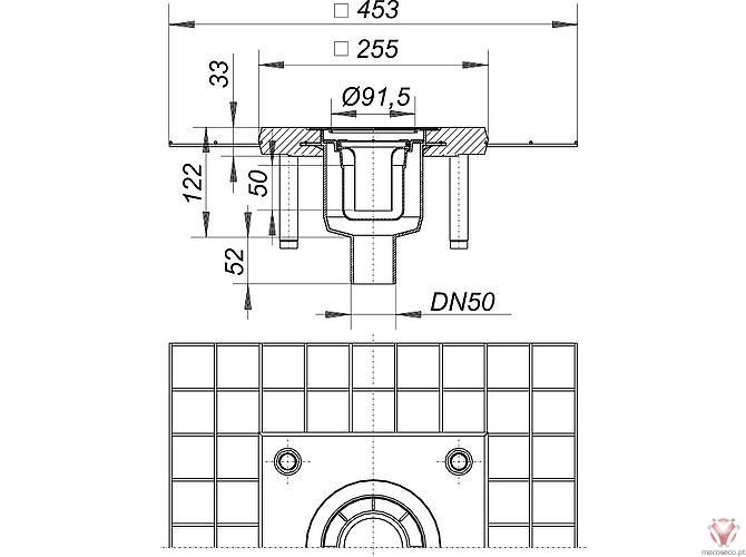 Floor Drain Body Ceradrain 49, DN 50 - Dallmer - Imagem técnica