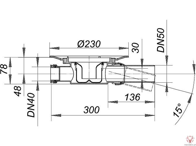 Floor Drain Body Type 42 S - Dallmer - Imagem técnica