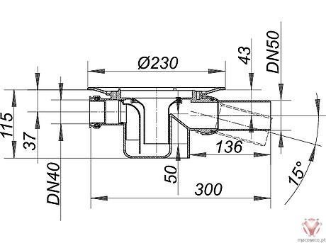 Floor Drain Body Type 46 S - Dallmer - Imagem técnica