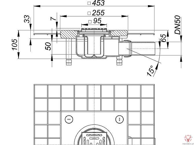 Floor Drain CeraDrain 48 K 10 - Dallmer - Imagem técnica