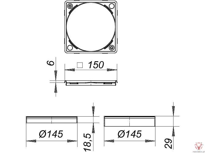 Frame S 15/150, 304L, 150 x 150 mm - Dallmer - Imagem técnica