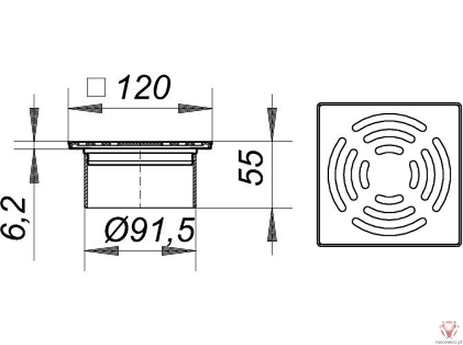 Grating VC, S 10/120, 120 x 120 mm - Dallmer - Imagem técnica