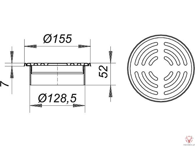 Grating VR 15, D: 155 mm - Dallmer - Imagem técnica