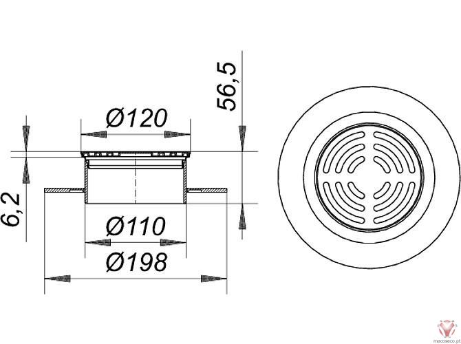 Grating VR, S 15 / D: 120mm - Dallmer - Imagem técnica