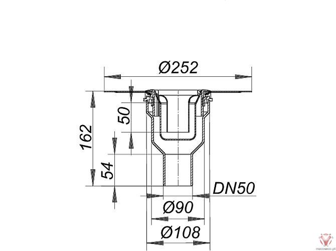 Shower Drain Orio V N, DN 50 - 160225 - Dallmer - Imagem técnica