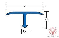 449-300-14/449-300-20. Barras 3,00 metros. Latão Natural - T-Transition Profile (Gap-Covering) - Blanke - Imagem técnica